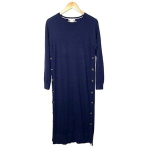 Boden Side Button Knitted Navy Midi Dress Sz6